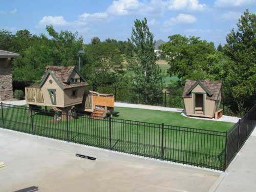 Tree fort on artificial playground turf in St. Louis