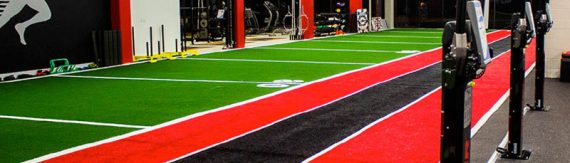 Indoor athletic turf installation from SYNLawn
