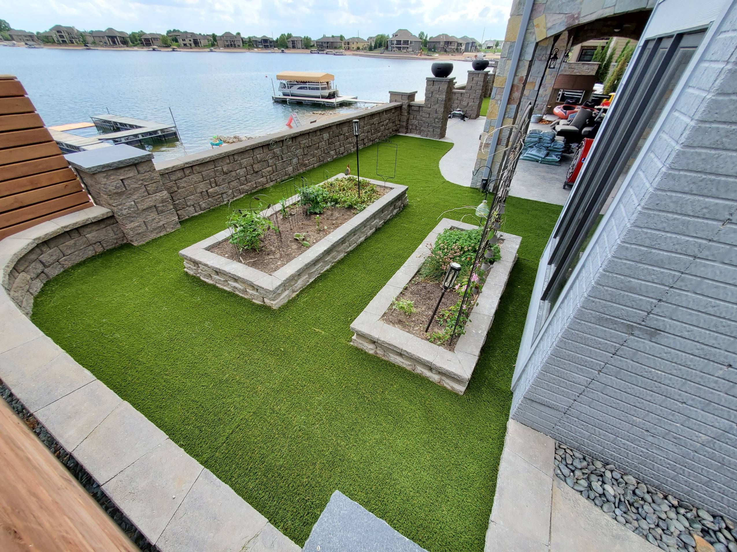 Dock area with artificial grass