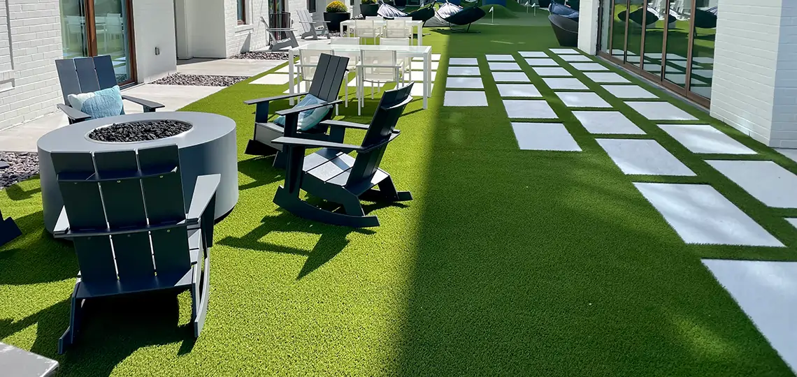 Recreational artificial grass area installed by SYNLawn in St. Louis, MO
