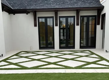 Artificial grass entryway installed by SYNLawn