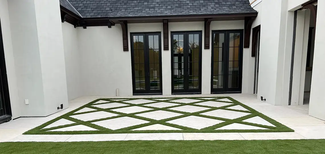 Artificial grass entryway installed by SYNLawn