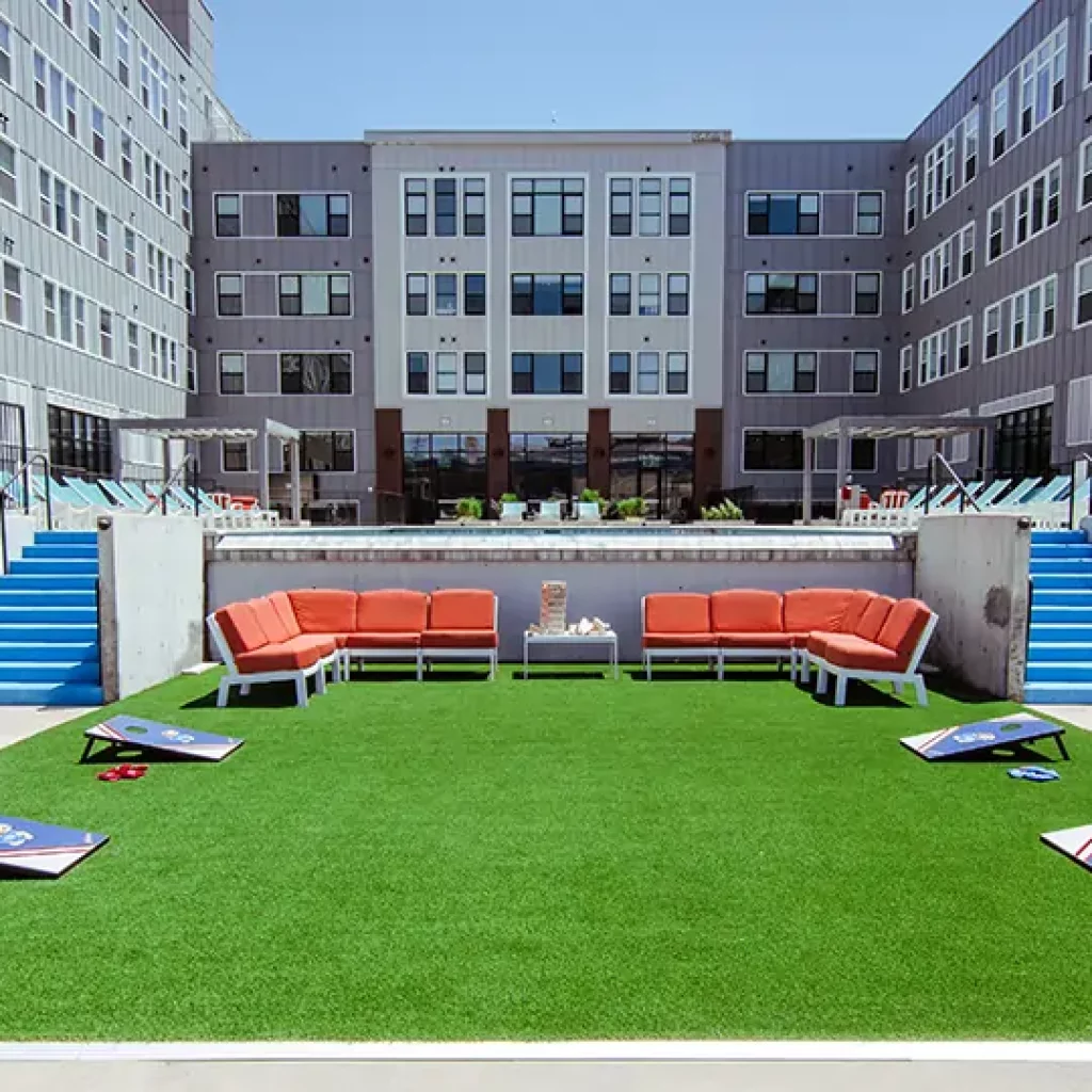 Rooftop artificial grass common area