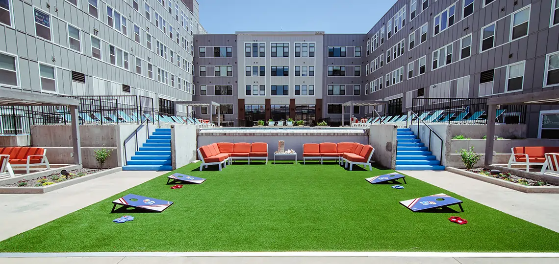 Rooftop artificial grass common area