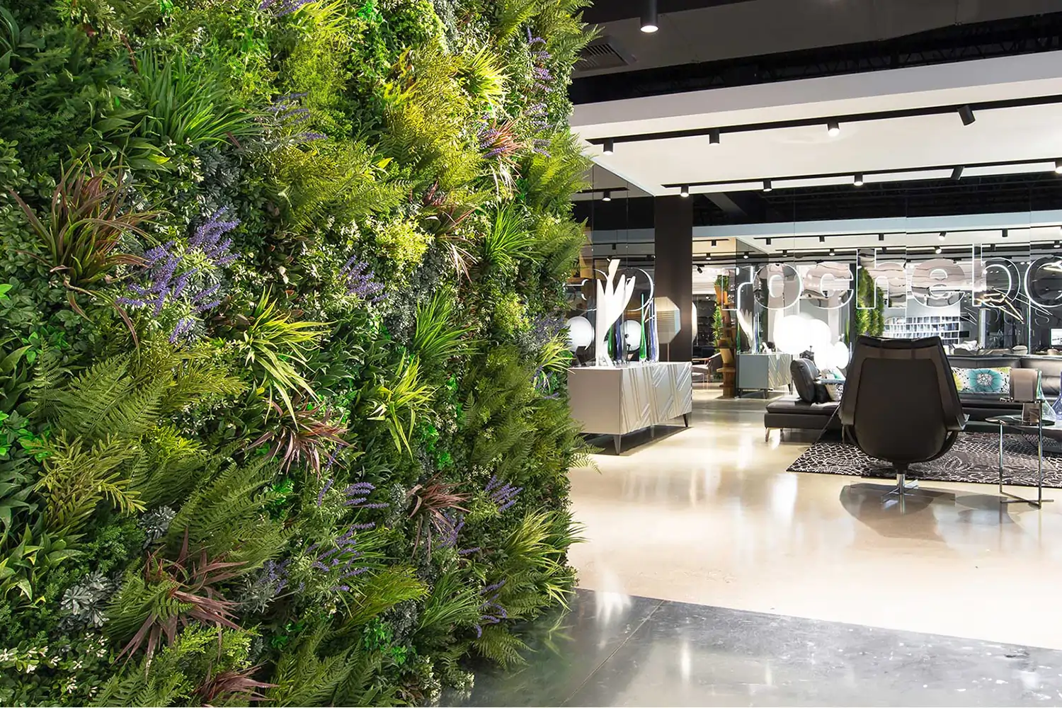 Artificial living wall in office space