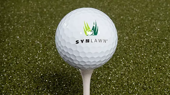 golf-ball-teed-up Golf ball teed up on SYNLawn artificial grass